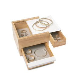 Wszechstronne pudełko na biżuterię Stowit Mini - drewno naturalne, biały lakier